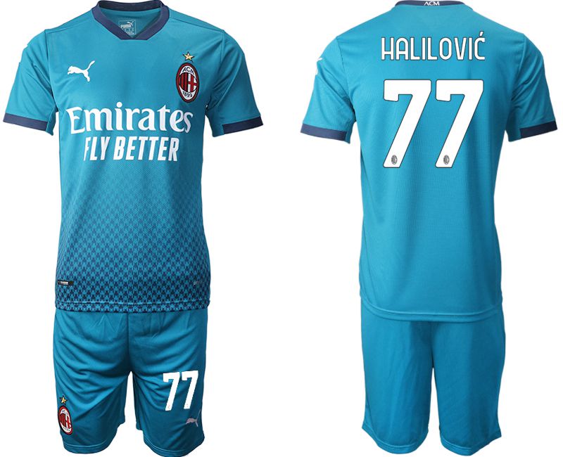 Men 2020-2021 club AC milan away #77 blue Soccer Jerseys->ac milan jersey->Soccer Club Jersey